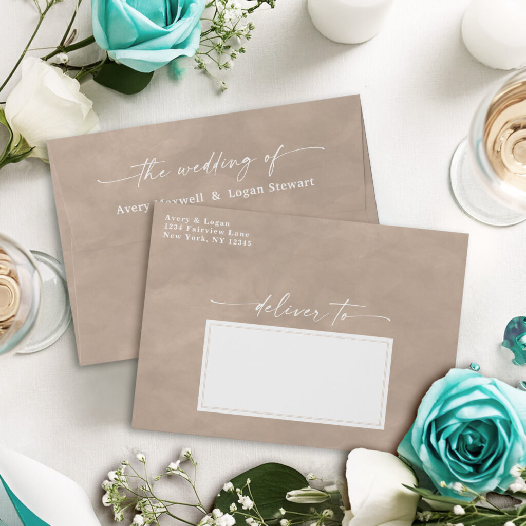 Bisque Cream Watercolor Wedding Envelope