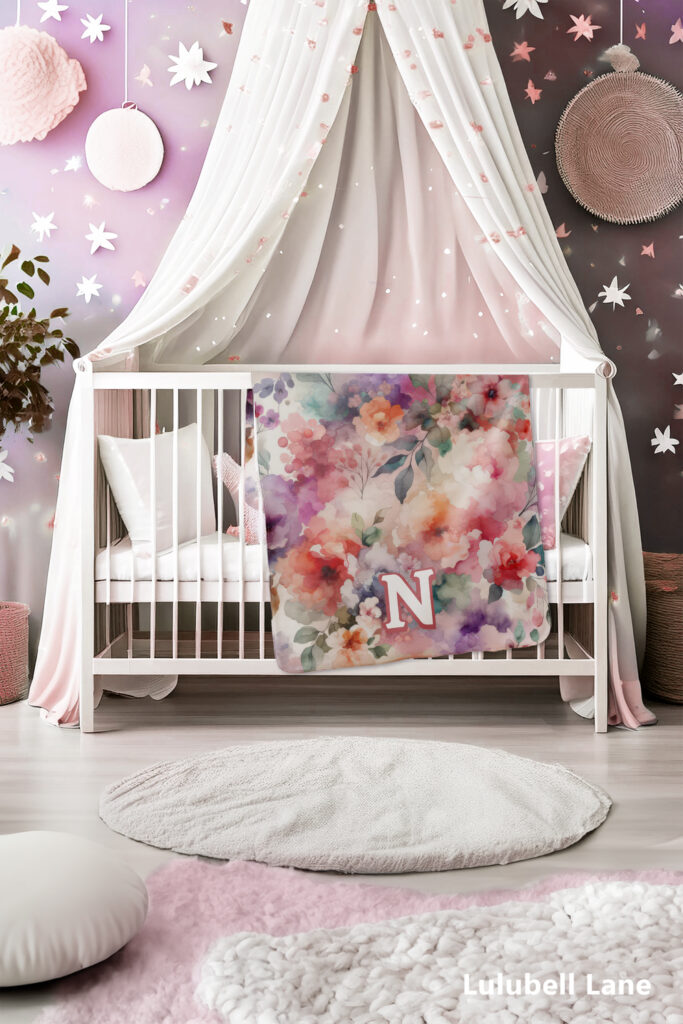 Personalized Fairycore Floral Baby Blanket