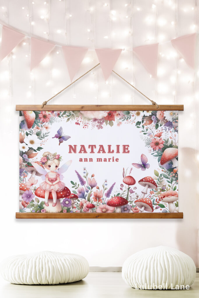 Personalized Fairy Garden Name Wall Art for Kids Room