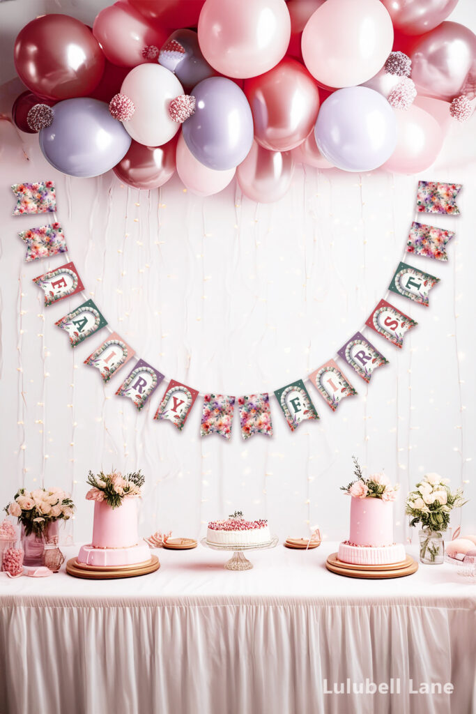 Fairy First Birthday Party Bunting Banner