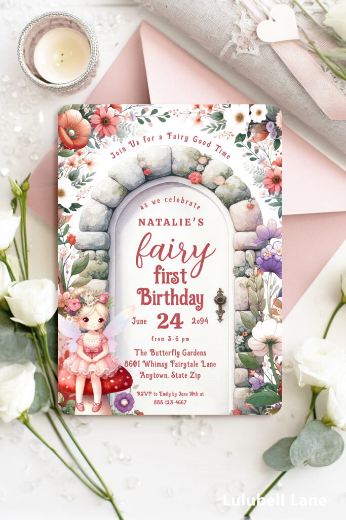 Enchanted Fairy Birthday Invitation with Blonde Fairy Girl