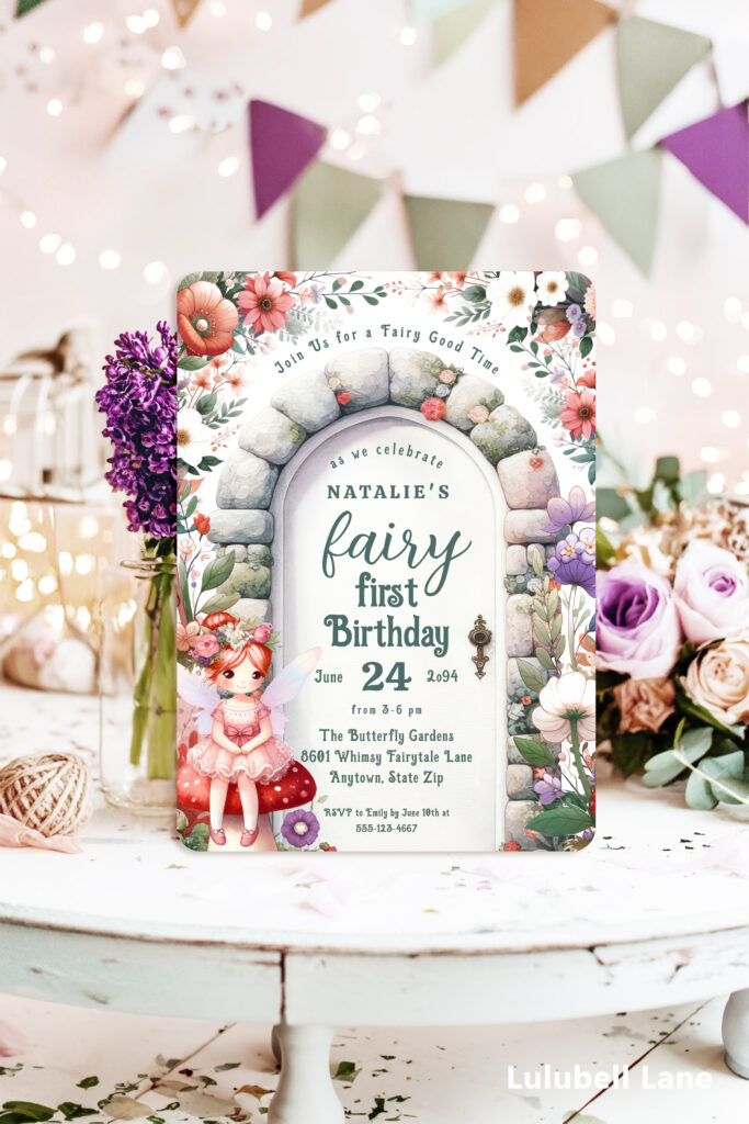 Enchanted Birthday Invite with Red-Haired Fairy