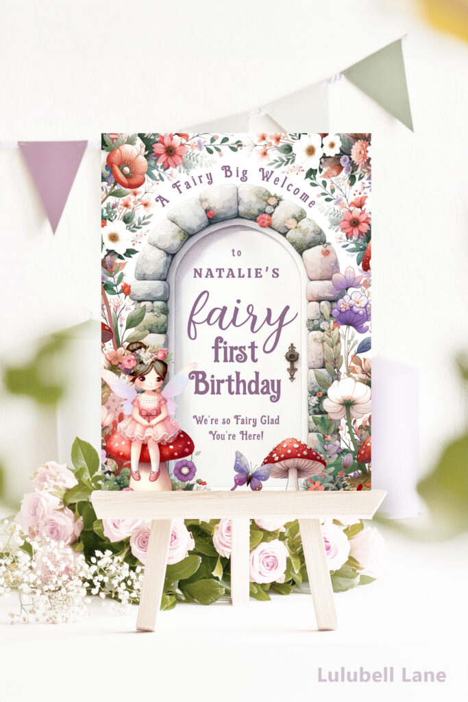 Charming Fairy Door Birthday Welcome Sign