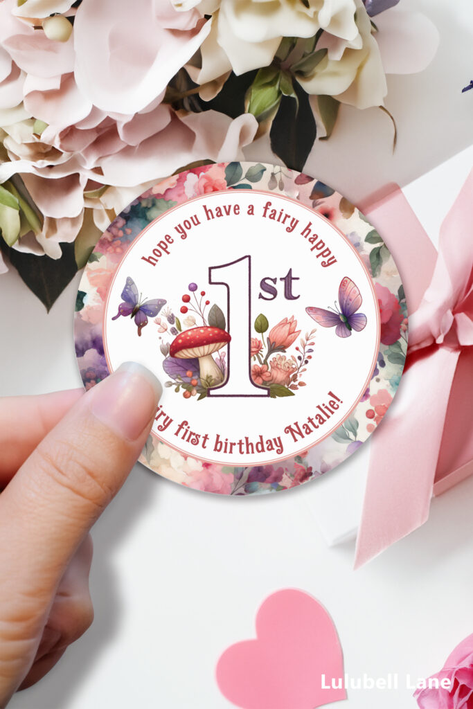 Fairy First Birthday Enchanted Butterfly Garden Stickers