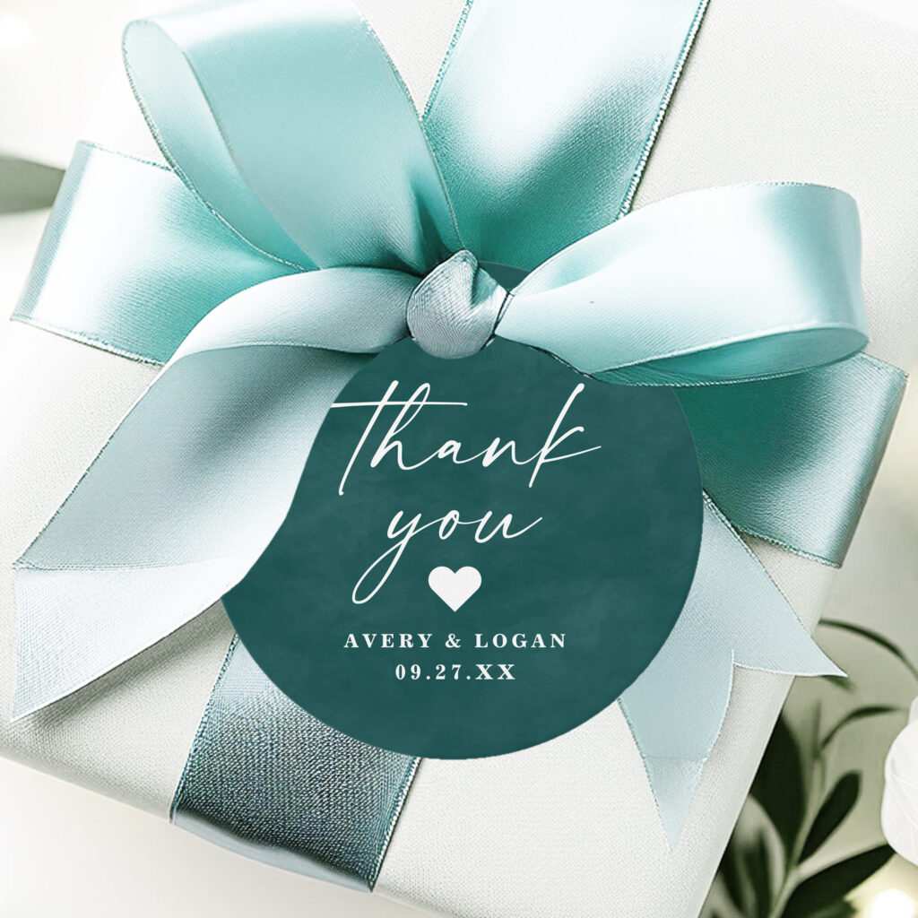 Color Editable Teal Watercolor Thank You Favor Tags