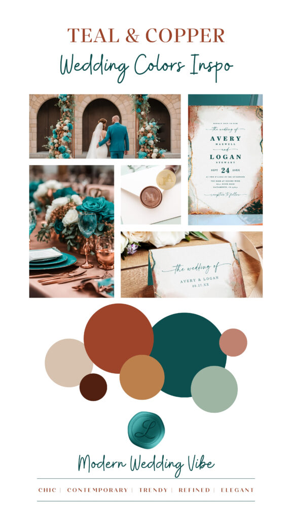 Teal and Copper Wedding Colors Inspiration