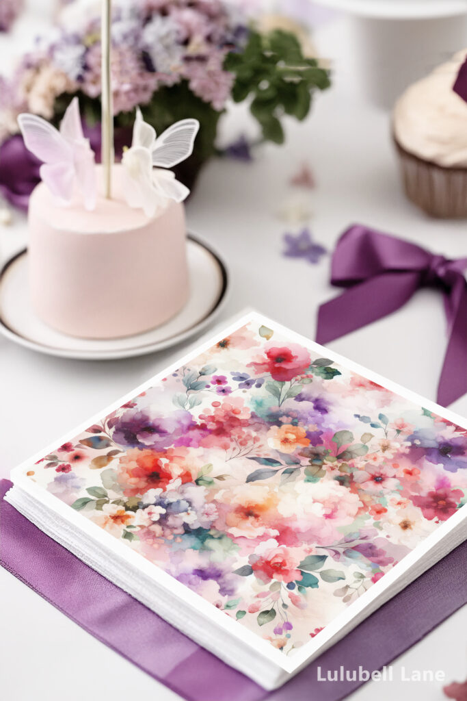 Whimsical Fairycore Watercolor Floral Paper Napkins